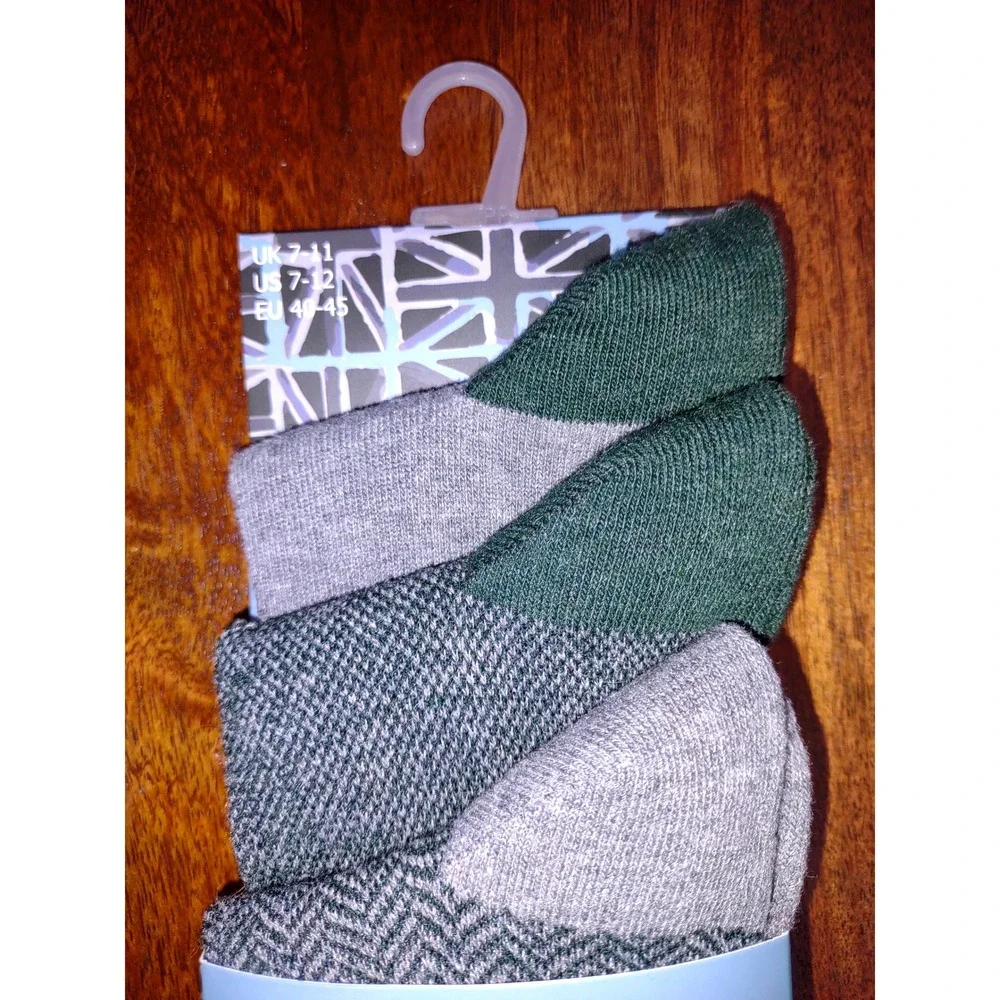 Steel & Jelly Mens Socks British Herringbone Green Grey UK 7-11 US 7-12 EU 40-45